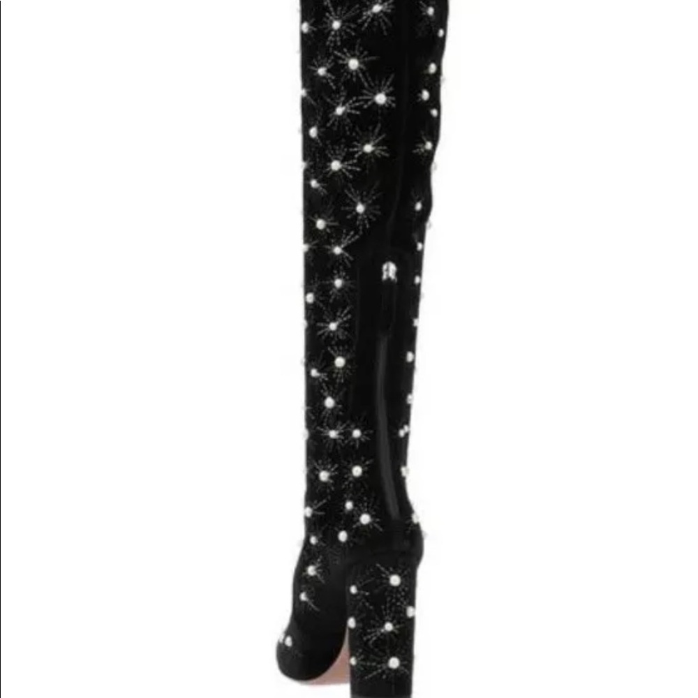 Aquazzura Cosmic Pearl 120 over the knee velvet boots - Picture 4 of 8